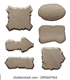 Panels from stones and rocks. Vector pictures isolate. Stone and rock panel, illustration of interface game