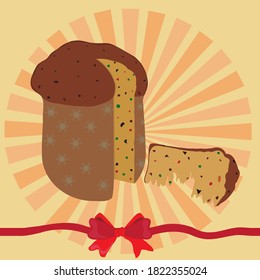 Paneton, Christmas food, stuffed with raisins and fruits. Christmas food vector to sell.