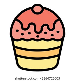Panettone bakery icon outline vector. Cake food. Baked cream color flat