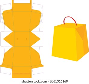 Panettone Box and Die Cut Pattern Template Design Full Scale and Prepared for Cardboard Production.