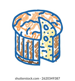 panettone pão cozinha italiana ícone doodle esboço vetor. panettone pão sinal cozinha italiana. símbolo isolado ilustração