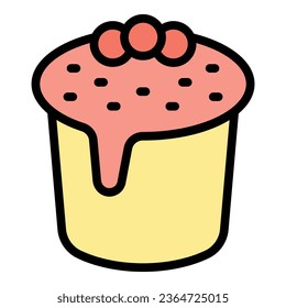 Panettone cake icon outline vector. Sweet bread. Baked slice color flat
