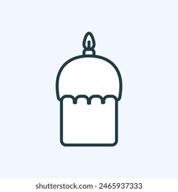 Panettone, Easter cake with candle and icing icon. Line pictogram of religious celebration symbol. Traditional sweet bread. Bakery, dessert concept. Editable stroke. Great for logo, web design, label