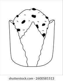 Panettone Easter cake, contour drawing of Italian pastries. Vector on a separate colored or white background.