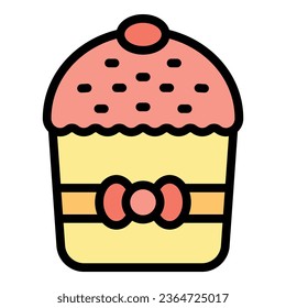 Panettone idea icon outline vector. Sweet cake. Slice bakery color flat
