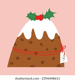 Panettone illustration. Christmas cupcake with chocolate.