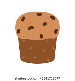 Panettone Italian Christmas cake. Sweet bread with raisins originally from Milan, Christmas and New Year food