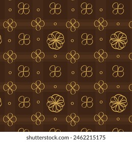 Paquete de papel Panettone patrón sin fisuras. Fondo de Vector floral de flores de oro en color marrón rectangular.