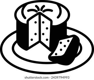 Ilustración de vector de línea y glifo dulce de panettone
