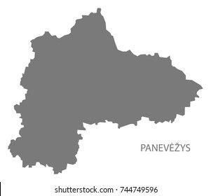 Panevezys county map of Lithuania grey illustration silhouette shape