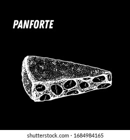 Panforte sketch. Italian dessert vector illustration. Italian sweet hand drawn sketch. Vintage design template.