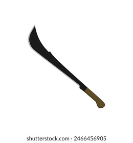 panga machete flat design vector illustration isolated on white background. Military hunting knives, Combat weapon blades. Trapper sword and hunter knife blades. Protection concept. Warrior blades