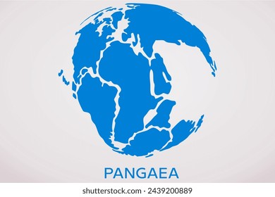 Pangaea Ancient continent map in blue