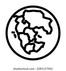 pangaea earth continent map line icon vector. pangaea earth continent map sign. isolated contour symbol black illustration