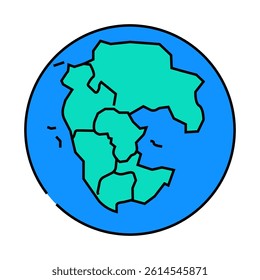 pangaea earth continent map line icon vector. pangaea earth continent map sign. isolated symbol illustration