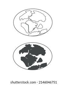 pangaea. vector simple illustration of the planet.