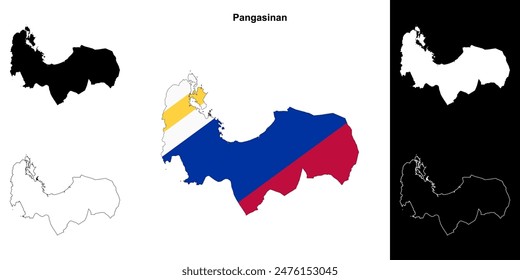 Pangasinan province outline map set