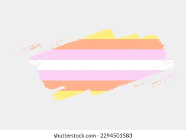 Pangender Flag painted with brush on white background. LGBT rights concept. Modern pride parades poster. Vector illustration