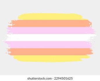 Pangender Flag painted with brush on white background. LGBT rights concept. Modern pride parades poster. Vector illustration