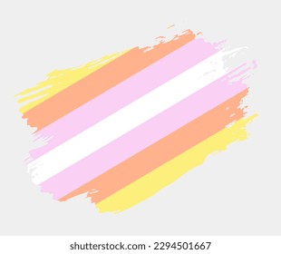Pangender Flag painted with brush on white background. LGBT rights concept. Modern pride parades poster. Vector illustration