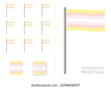Pangender Pride Flag Waving Animation App Icon Vector