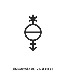 Pangender symbol, linear style icon. Editable stroke width