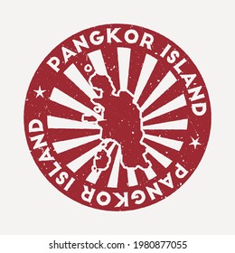 Pangkor Island stamp. Travel red rubber stamp with border shape, vector illustration. Can be used as insignia, logotype, label, sticker or badge of the Pangkor Island.