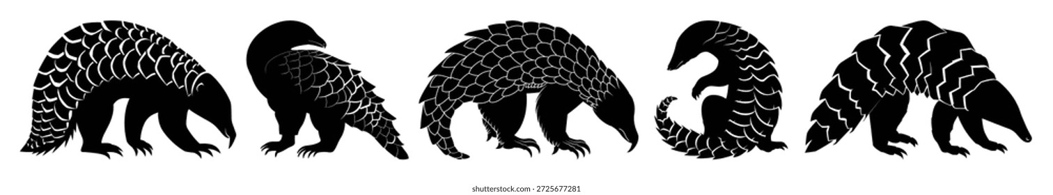 Pangolin Tier Silhouette Bundle Vektorgrafik