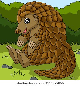 Pangolin Cartoon Vector Colored Illustration