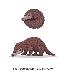 Pangolin Exotic Animal Collection Set Cartoon illustration Vector