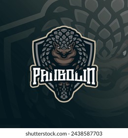 Pangolin mascot logo design with modern illustration concept style for badge, emblem and t shirt printing. Cute pangolin illustration for sport and esport team.