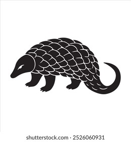 Silhueta Pangolin sobre ilustração vetorial com fundo branco