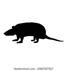 pangolin silhouette vector design. black and white.