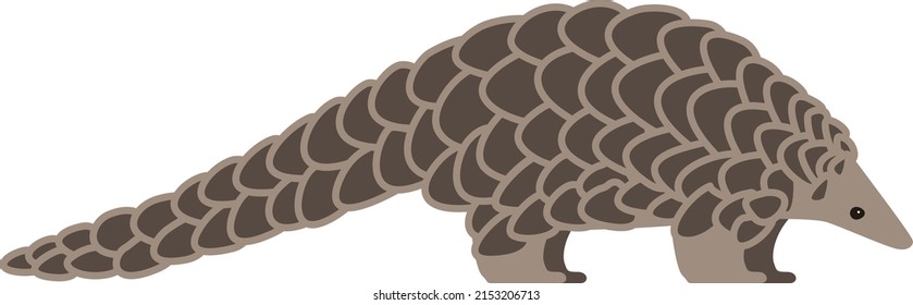 pangolin walking and searching, side view, vector illustration