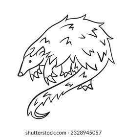 Pangolin wild animals vector illustration outlined isolated on square white background. Simple flat cartoon art styled drawing.