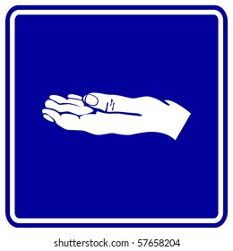 símbolo de mano de manipulación o de mendicidad