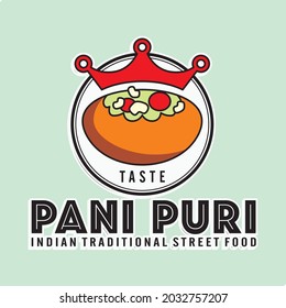 imagen vectorial del logotipo de la comida pani puri - comida de la calle india - cocina tradicional - marca de mascota de negocios