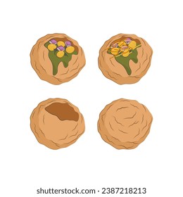 Pani Puri Or Golgappa Simple Cartoon Illustration Logo