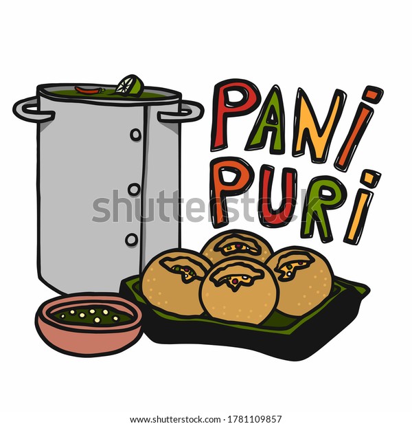 Vektor Stok Pani Puri Indian Food Cartoon Vector Tanpa Royalti