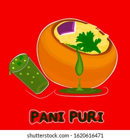 Pani Puri indian mumbai street Food Vector