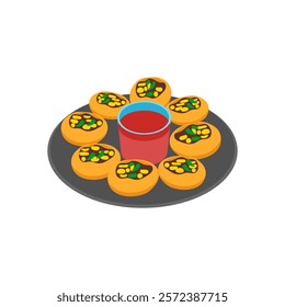 Pani Puri, Indian Symbol Vector Illustration