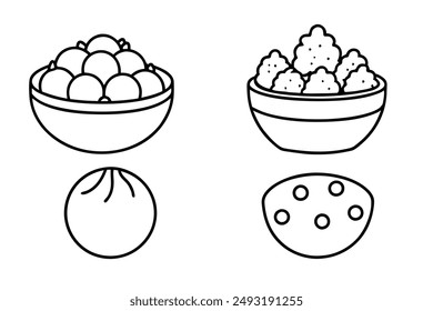 Pani Puri Line Art Hand Drawing Indian Snack Artwork Design