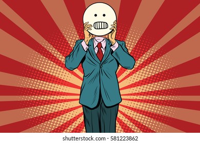 panic anger Man smiley Emoji face. Vintage pop art retro comic book vector illustration