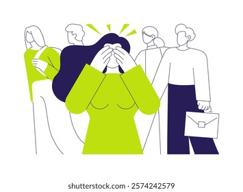 Panic attack abstract concept vector illustration. Person with panic attack in crowd, emergency psychiatry, medicine sector, anxiety disorder, sudden episode of intense fear abstract metaphor.