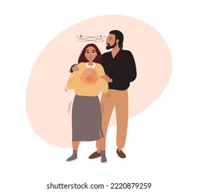 Panic attack, disorder concept. Woman got panic attack, mental support. Cartoon flat vector illustration. 