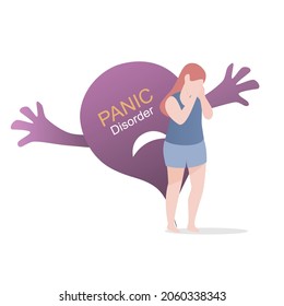 Panic attack disorder Symptoms,feel fear and anxiety physical,response to stressful or dangerous situations,Frustrated with nervous problem and confusion,chaos consciousness,Vector illustration.