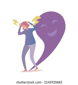Panikattacken Symptome, Gefühl von Angst und Angst körperlich, Reaktion auf stressige oder gefährliche Situationen, Nervenproblem und Verwirrtheit, Chaos Bewusstsein, Vektorgrafik.
