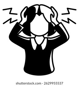 Panic Attack icon represented by panic pose Black Filled style.