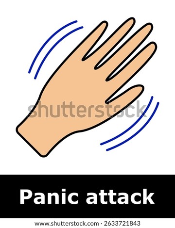 Panic attack icon. Shaking hand symbolizing tremor, uncontrollable movement, tension, nervous reaction, physical stress, fear response.