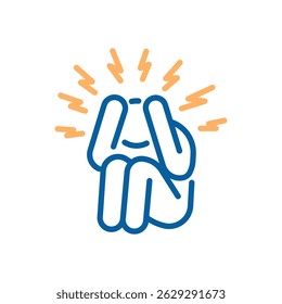 Panic attack icon. Vector thin line illustration with editable stroke showing emotional overload, anxiety crisis and stress symptoms.